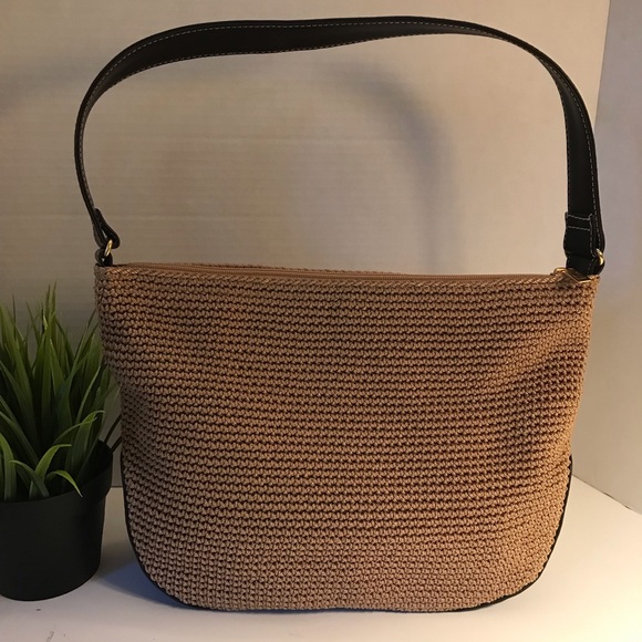 NWOT The Sak Crochet & Leather Shoulder Bag Purse - Picture 2 of 12